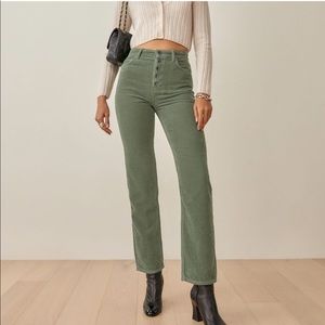 NWT Reformation Cynthia Button fly High Waisted Corduroy Pants